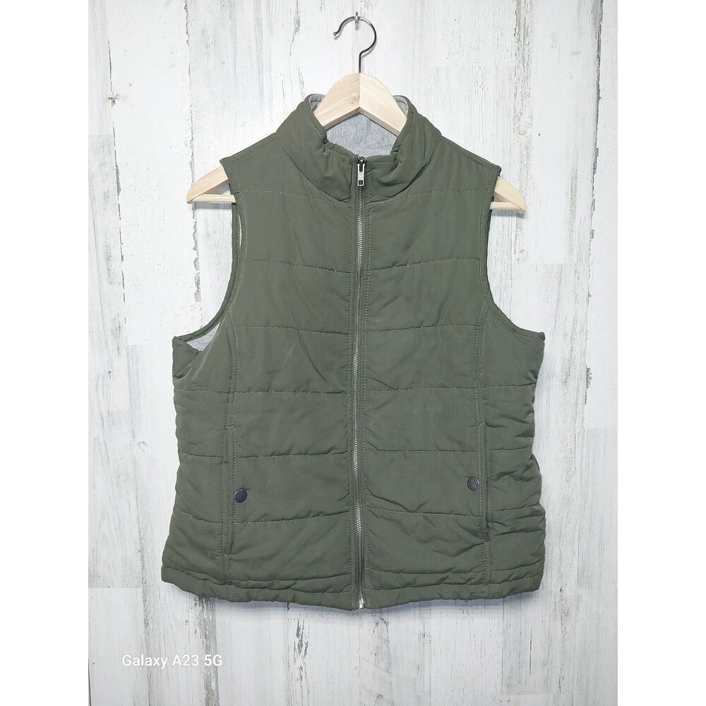 Natural Reflections Women's Quilted Full-Zip Vest Size Medium Green